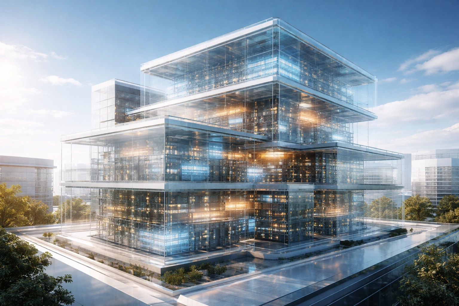 Rappresentazione della memoria artificiale come struttura intelligente e persistente.